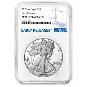 2023-W プルーフ $1 アメリカン シルバー イーグル NGC PF70UC ER ブルー ラベル