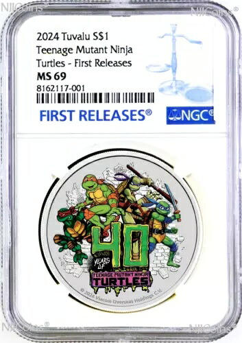 2024年ティーンエイジ・ミュータント・ニンジャ・タートルズ第40アン。 1オンス カラーシルバー $1 コイン NGC MS69