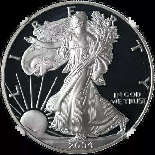 2004-W シルバー アメリカン イーグル $1 NGC PF70 ウルトラ カメオ ブラウン ラベル - 在庫