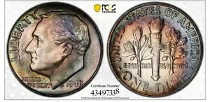 1949 10C ルーズベルト ダイム PCGS MS67 43497338