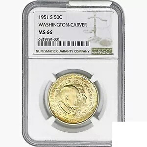 1951-S ワシントン カーバー ハーフダラー コイン NGC MS66