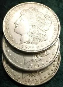 PDS ミント $1 コイン、シルバー モルガン $1 コイン 3 枚、1921 PDS モルガン シルバー ダラー 63,525円