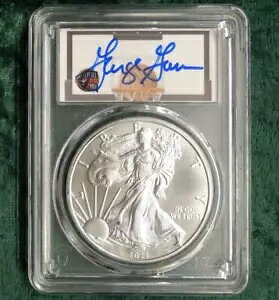 2021(S) PCGS MS70 緊急発行 シルバー イーグル $1、ジョージ ガービン サイン ラベル