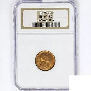 1929-S ウィート セント コイン NGC MS64 RD