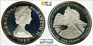 トーン 1980 PR 68 DCAM クラウン ジブラルタル PCGS エリザベス女王 80 歳の誕生日 521