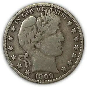 1909 バーバー ハーフダラー ベリーファイン VF コイン #5096｜WORLD RESOURCE【KING店】