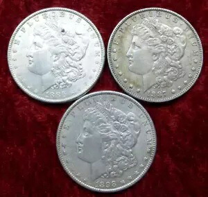 モルガン $1 シルバー コイン 3 枚、米国モルガン シルバー ダラー 3 枚、1886、1887、1898｜WORLD RESOURCE【KING店】 67,760円