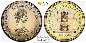 1977 カナダ シルバー ジュビリー ドル - PCGS SP-67 - 美しいトーン