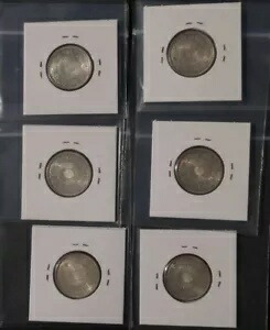 50銭銀貨小判6枚セット、半無刻印。