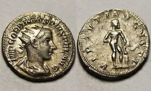 ゴルディアヌス 3 世 241 AD アントニニアヌス 希少な本物の古代ローマ銀貨ヘラクレス
