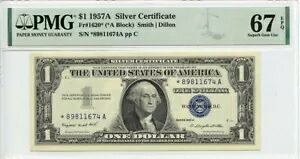1957A $1 シルバー証明書 Fr# 1620* PMG スーパーブ 67 EPQ