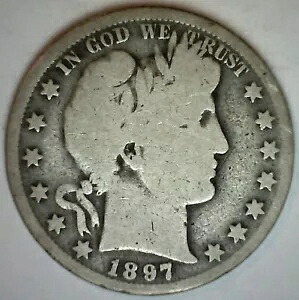 1897 O シルバー バーバー ハーフダラー 良好流通 50c 米国タイプ コイン ニューオーリンズ