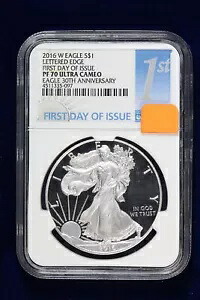 2016-W プルーフ シルバー イーグル NGC PF70 UC 発行初日 30 周年記念 4WBJ