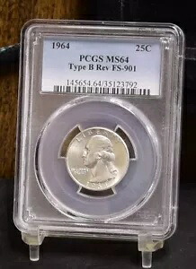 1964 ワシントン クォーター - タイプ B Rev FS-901 - PCGS MS64 (#54342-L)