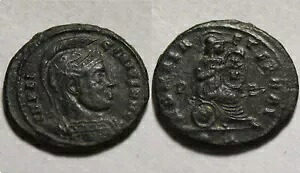 リキニウス 1 世フォリス ローマ シールド XV ローマ造幣局 319AD 希少な本物の古代ローマのコイン