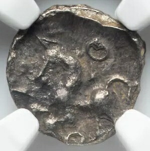 NGC XF ケルト ガウル Aedui 古代フランス 紀元前 50 年、ケルトのクイナリウス シルバー ホース コイン