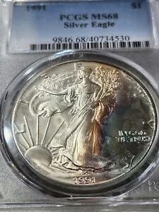 1991 アメリカン シルバー イーグル PCGS 表裏レインボー調 ～GEM～｜WORLD RESOURCE【KING店】 75,020円