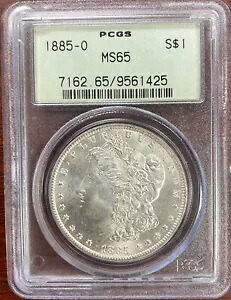 1885-O モーガン シルバー ドル PCGS MS 65