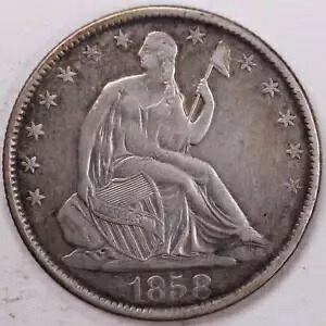 1858-O リバティ シーテッド ハーフダラー、極細流通コイン、店舗 #H858O02
