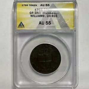 1795 ミドルセックス ウィリアムズ DH-916 コンドル トークン ANACS AU-55 コイン #12647T