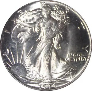 1944 MS65 ウォーキング リバティ ハーフダラー、PCGS 8424118
