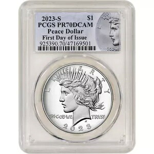 2023 年米国平和銀ドル プルーフ $1 PCGS PR70 DCAM 初日発行｜WORLD RESOURCE【KING店】