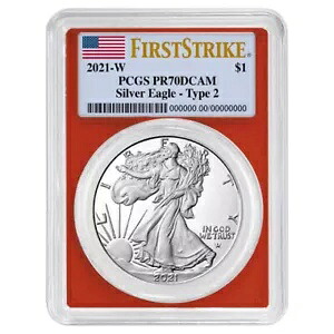 2021-W プルーフ $1 タイプ 2 アメリカン シルバー イーグル PCGS PR70DCAM FS フラグ ラベル レッド ...｜WORLD RESOURCE【KING店】