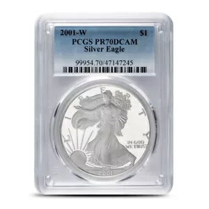 2001-W 1 オンス プルーフ アメリカン シルバー イーグル コイン PCGS PR70 DCAM