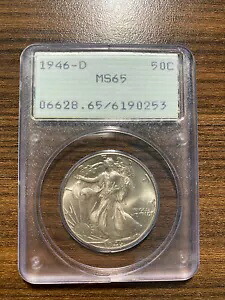 1946-D ウォーキング リバティ シルバー ハーフ 50C PCGS MS 65 ウォーカー ラトラー オールド グリーン ホールド