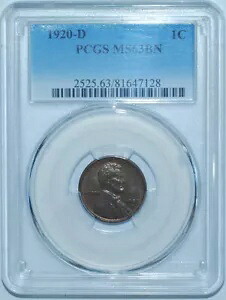 1920 D PCGS MS63BN ブラウン リンカーン ウィート セント