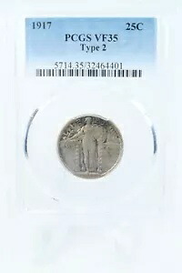 1917-P PCGS VF35 タイプ 2 スタンドリング リバティ クォーター ビジネス ストライク 25C 78,650円