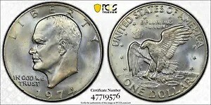 ??1974 アイゼンハワー ドル PCGS MS65 プレミアム アイス ブルー デュアル トーン ??ビデオ!!??