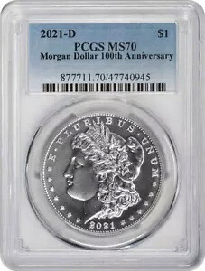 2021-D モーガン シルバー ダラー MS70 PCGS