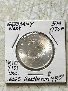 記念 5 マーク ドイツ 1970F BEETHOVEN コイン シルバー UNC
