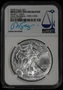 2020 アメリカン シルバー イーグル NGC BU |デビッド・ガンツ ANA社長の署名画像