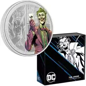 2023 ニウエ DC コミックス ヴィランズ ジョーカー 1オンス .999 シルバー カラーズド プルーフ コイン NZDC54