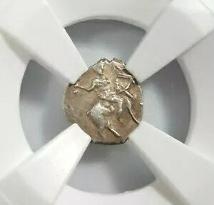 イワン IV 恐ろしいロシア NGC AU55 シルバー デンガ AD 1533-1584 馬コイン暴君