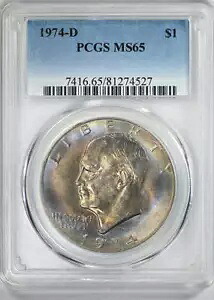 1974-D クラッド アイゼンハワー ドル 1 ドル PCGS MS65 - 引き締まった!
