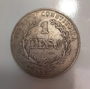 9. 評価なし 1895 年、ウルグアイ、1 ペソ。銀貨