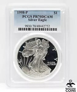 1998-P プルーフ シルバー イーグル 1 オンス コイン PCGS PR70 DCAM