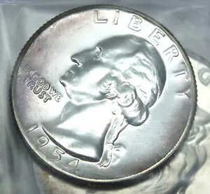 1954 米国造幣局 シルバー プルーフ セット 5 コイン、オリジナル ボックス + ティッシュ付き - J206