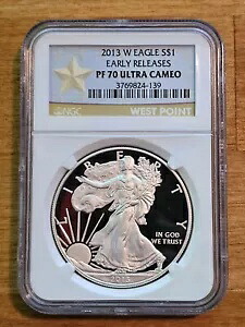 2013 W シルバー アメリカン イーグル $1 NGC PF 70 ウルトラ カメオ ウエスト ポイント ラベル