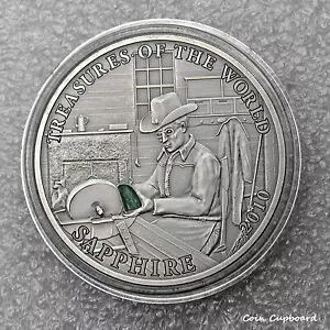 2010 パラオ $5 - 世界の秘宝 - サファイア - 25 グラム銀貨