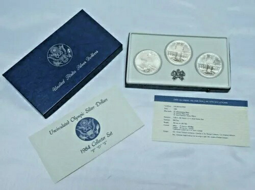 1984年米国オリンピック3銀ドル記念コインセット COA付き