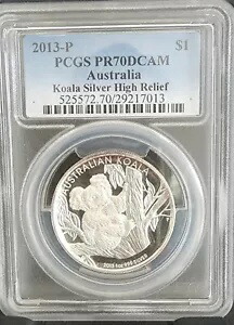 オーストラリア コアラ シルバー 1 オンス PCGS 認定コイン - 2013P PR70DCAM ハイレリーフ