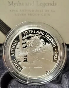 ????2023 UK GB 神話と伝説 キング アーサー 1 オンス シルバー プルーフ ボックス + COA のみ 2500