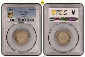 フランス 1 フラン セレ 1895 A シルバー PCGS MS63 Gad.465a F.216 フランス コイン