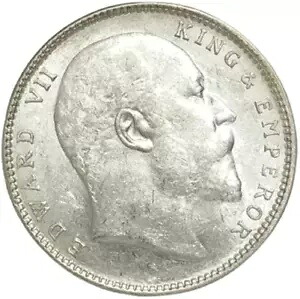 1 ルピー 1906。イギリス領インド。エドワード 7 世国王。ボンベイミント。バンクグレード。レア。