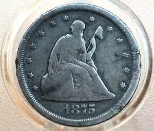 1875-S 20 セント ピース - VG (非常に良い) - 希少な米国コイン タイプ、わずか 3 年間鋳造