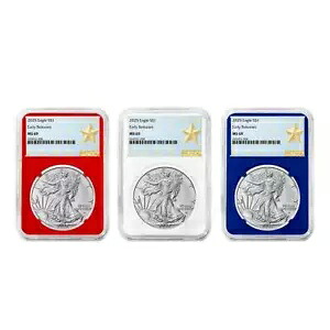 プレセール - 3 個セット - 2025 $1 1 オンス アメリカン シルバー イーグル NGC MS69 ER ウエスト ポイント...
